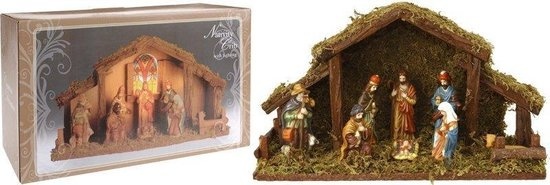 Generic - Kerststal - MET verlichting - Op batterijen - 39 x 15 x 22,5 cm