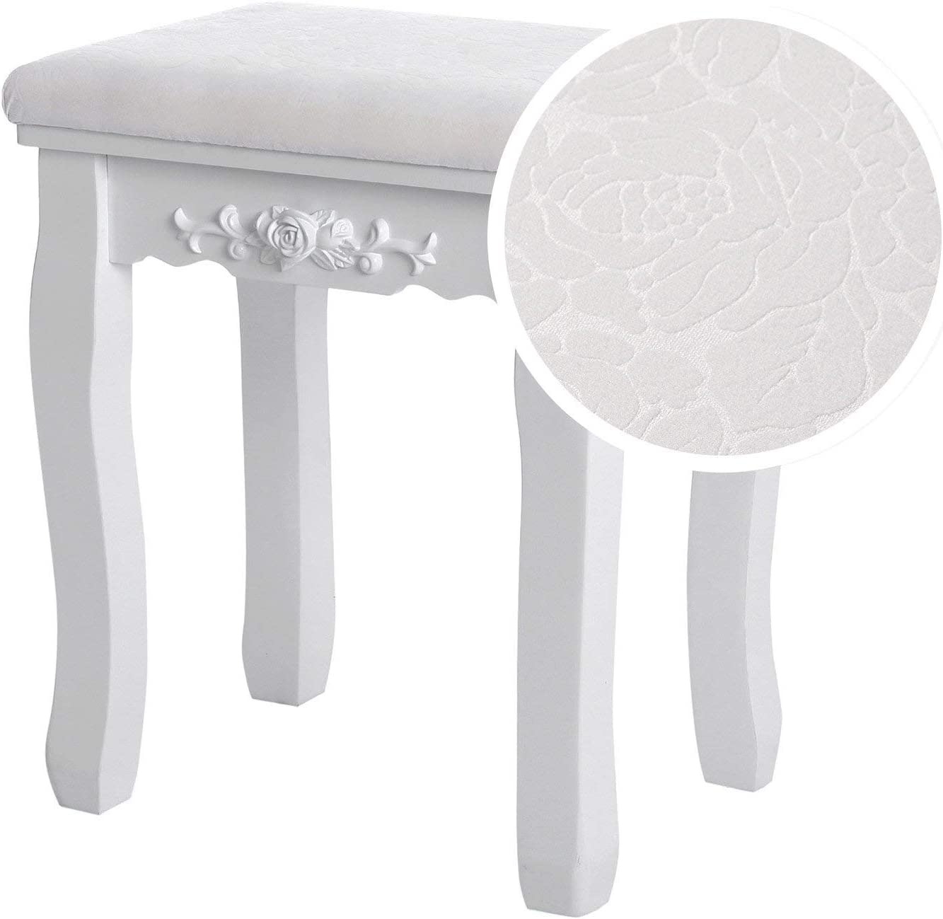 Hoout Makeuptafel/ Kaptafel Met 3 Spiegels En Kruk, 7 Laden, Wit