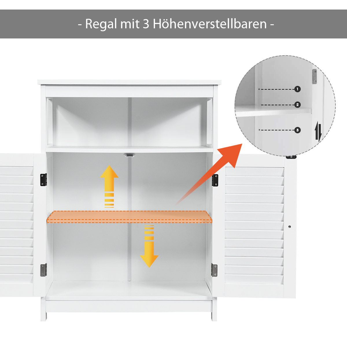Costway - Badkamerkast - Hout - Wit - 60 x 30,5 x 80 cm