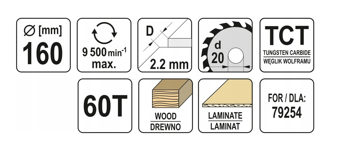 YATO Cirkelzaagblad - Ø 160mm - 60T - Binnendiameter 20 mm