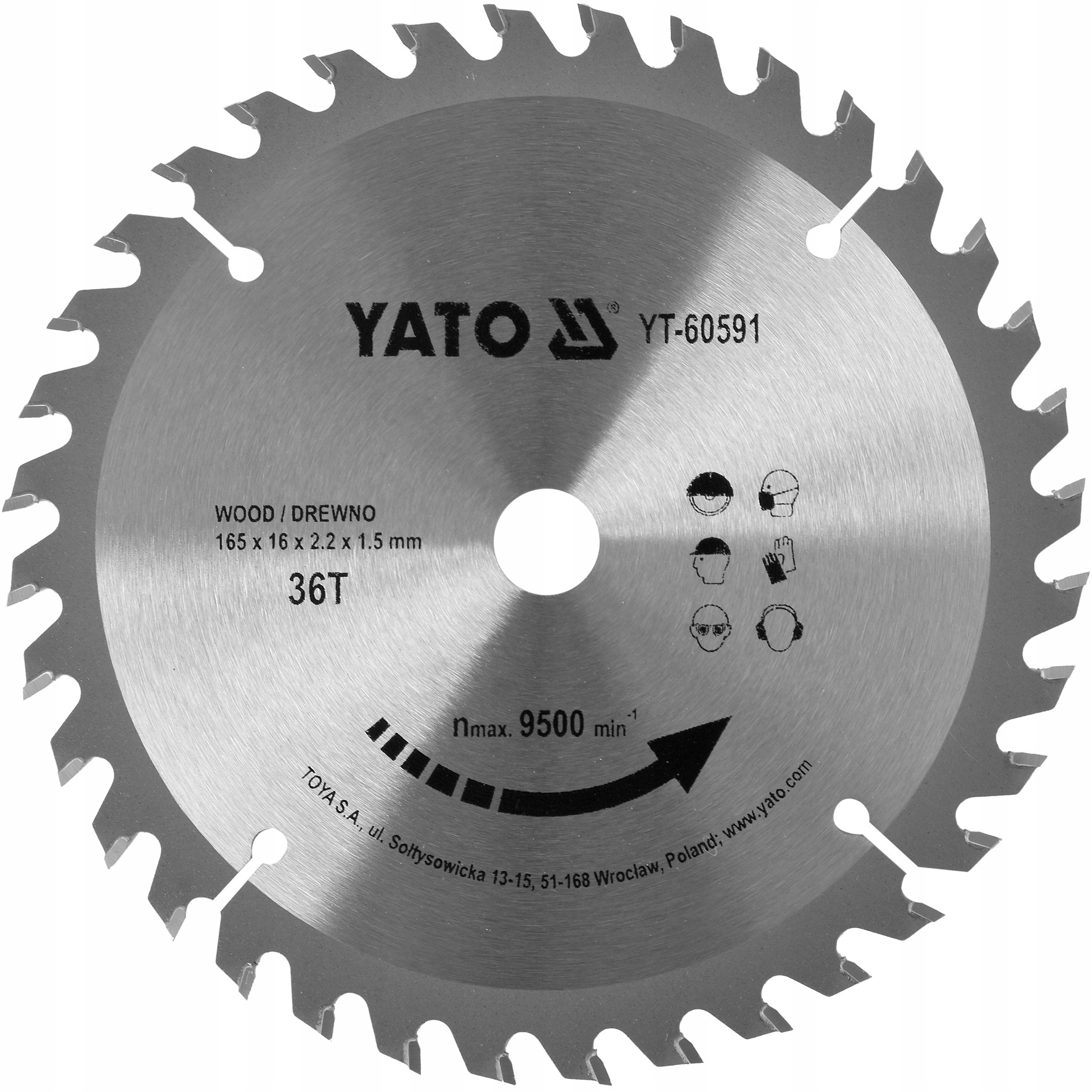 Yato cirkelzaagblad Ø 165 mm - 36 T - Binnendiameter 16 mm