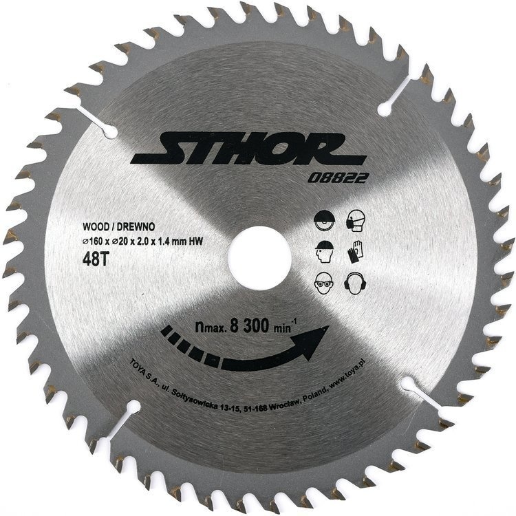 STHOR Cirkelzaagblad Ø160 mm - 48 T - binnendiameter 20 mm