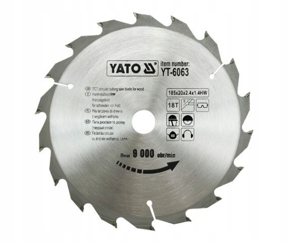 YATO Cirkelzaagblad Ø185 mm - 18 T - binnendiameter 20 mm