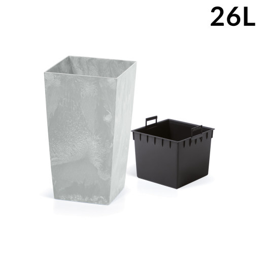 Prosperplast Bloempot Beton Design 26L Grijs, 26,5 x 26,5 x 50 cm