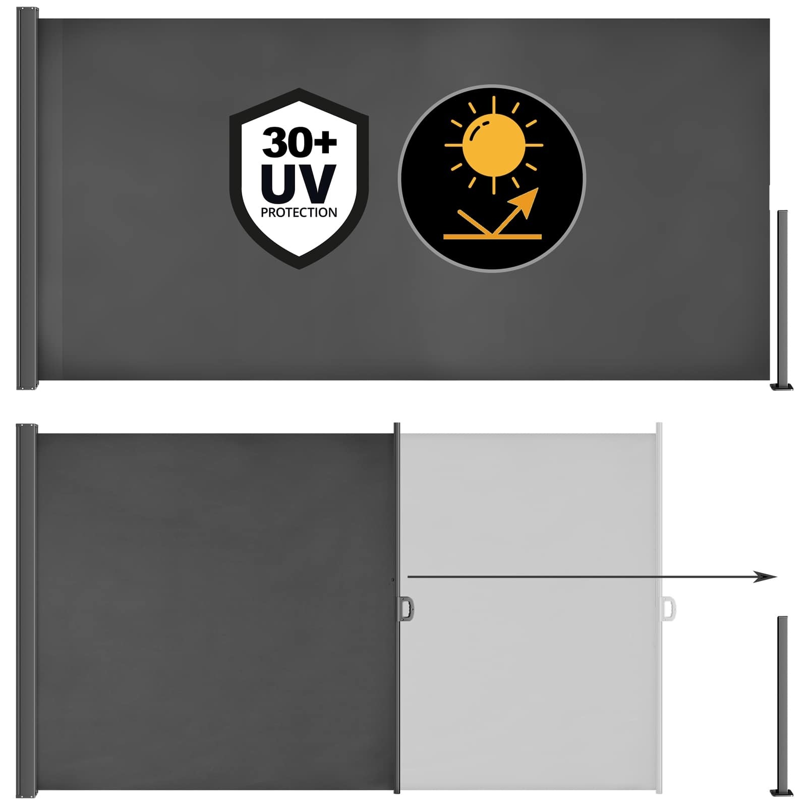 Casaria Uittrekbaar Windscherm - 180 x 300 cm - Antraciet