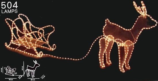 Kerstrendier met Slee - Kerstverlichting - 60 x 28 x 77 cm