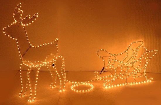 Kerstrendier met Slee - Kerstverlichting - 60 x 28 x 77 cm