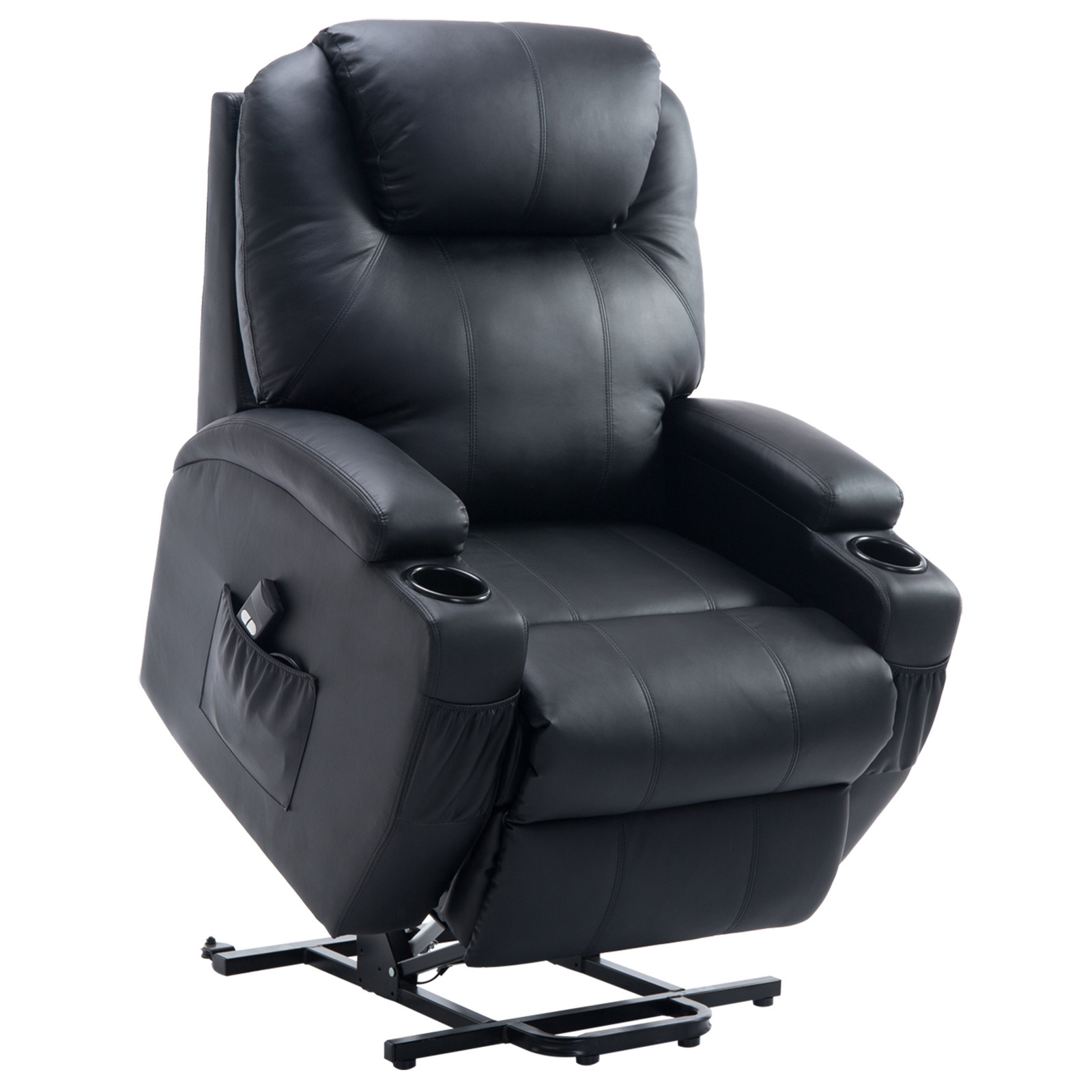 HOMdotCOM Opstahulp tv-stoel massagestoel met opstahulp zwart kunstleer