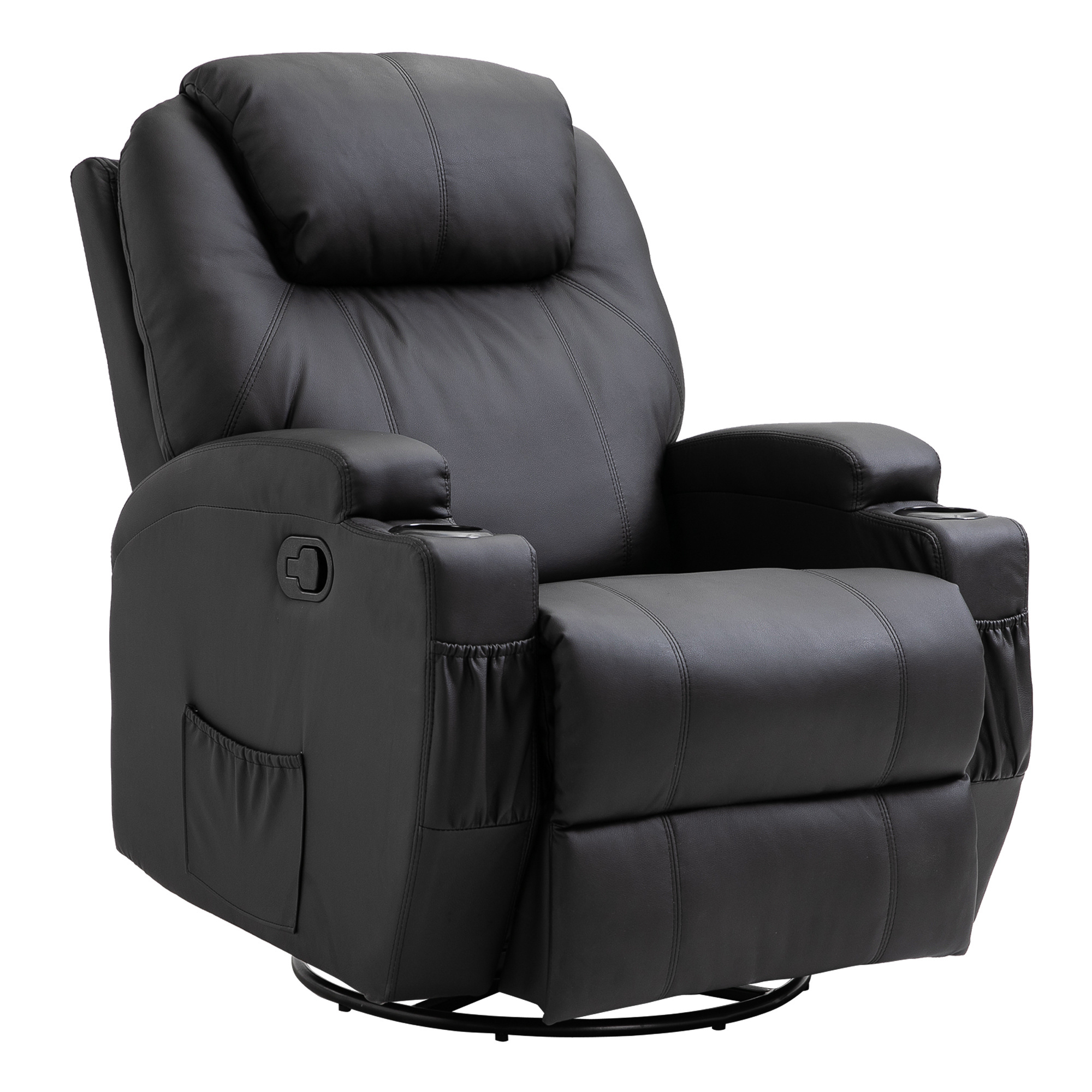 HOMdotCOM Massage fauteuil met 5 massage standen PU leer 84 x 92 x 109 cm zwart