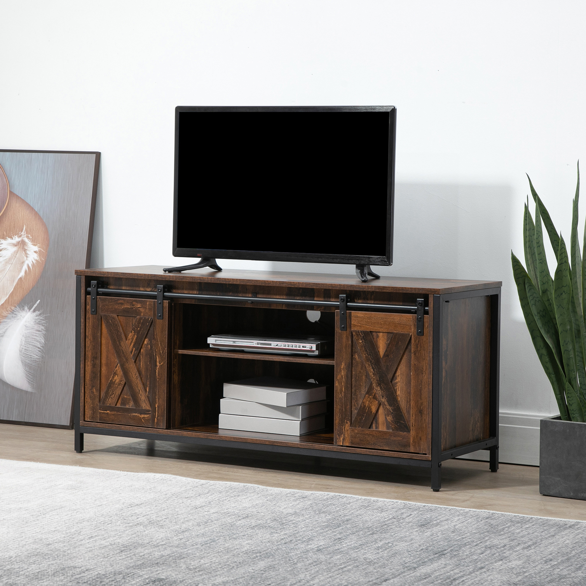Afbeelding van HOMdotCOM TV lowboard tv-meubel in industrieel design tot 60 inch met plank