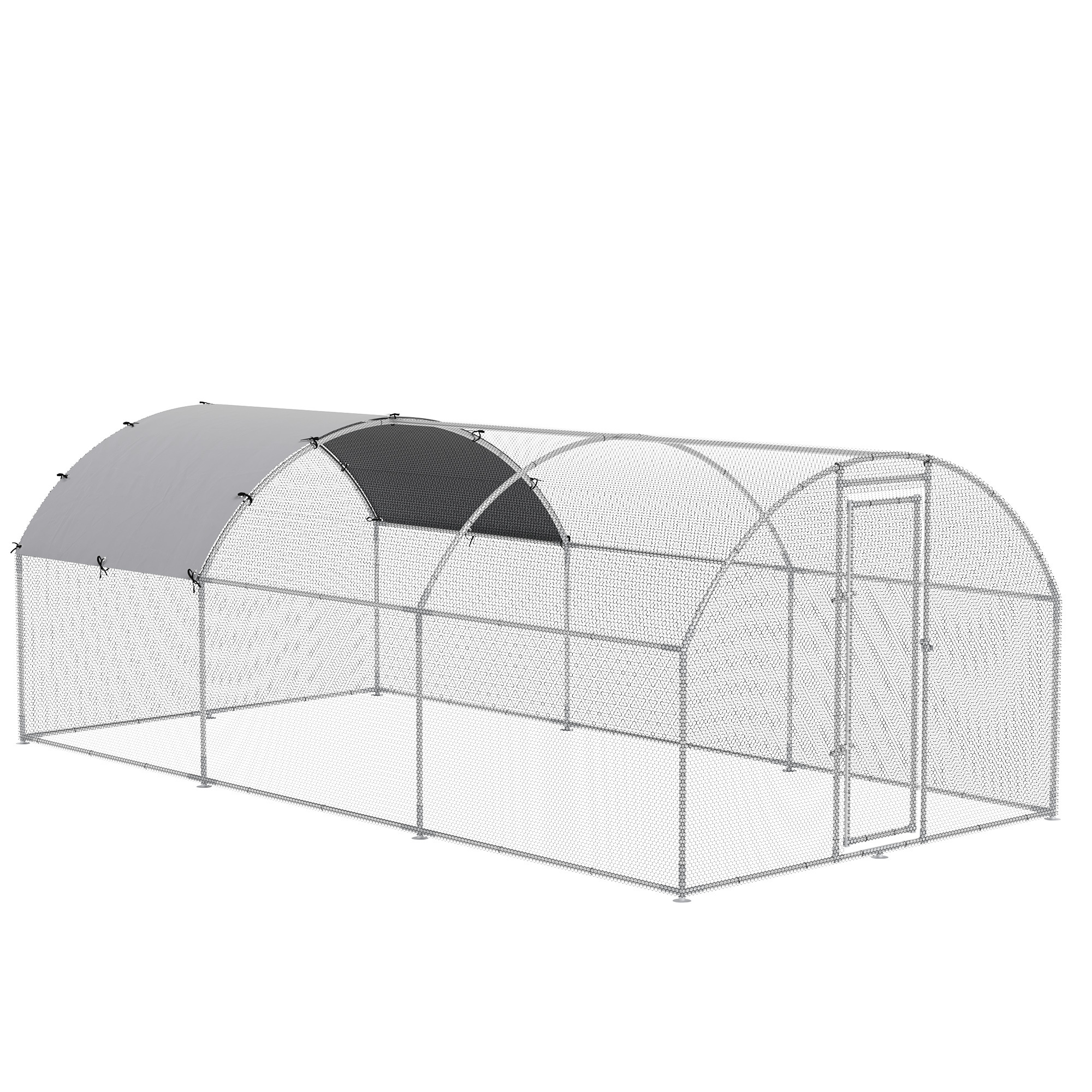 Paws Kippenren XXL - verzinkt staal - met schaduweenheid - 280 x 570 x 197 cm