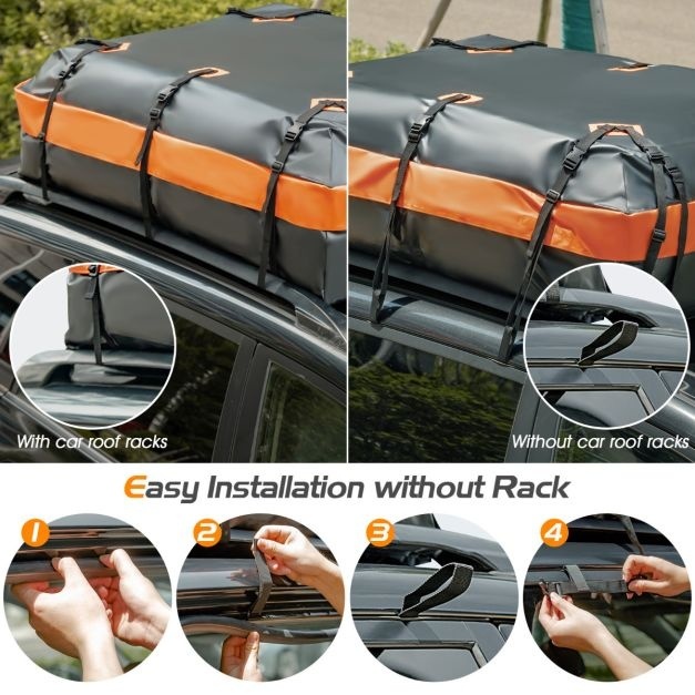 Costway Dakkoffer - 560L - 132x100x43cm - Daktas - Zwart/Oranje