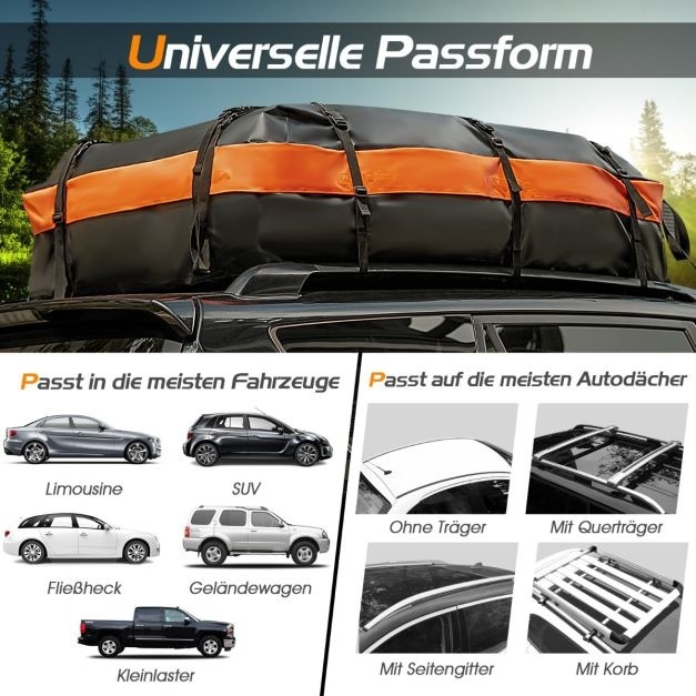 Costway Dakkoffer - 560L - 132x100x43cm - Daktas - Zwart/Oranje