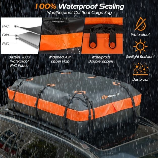 Costway Dakkoffer - 560L - 132x100x43cm - Daktas - Zwart/Oranje