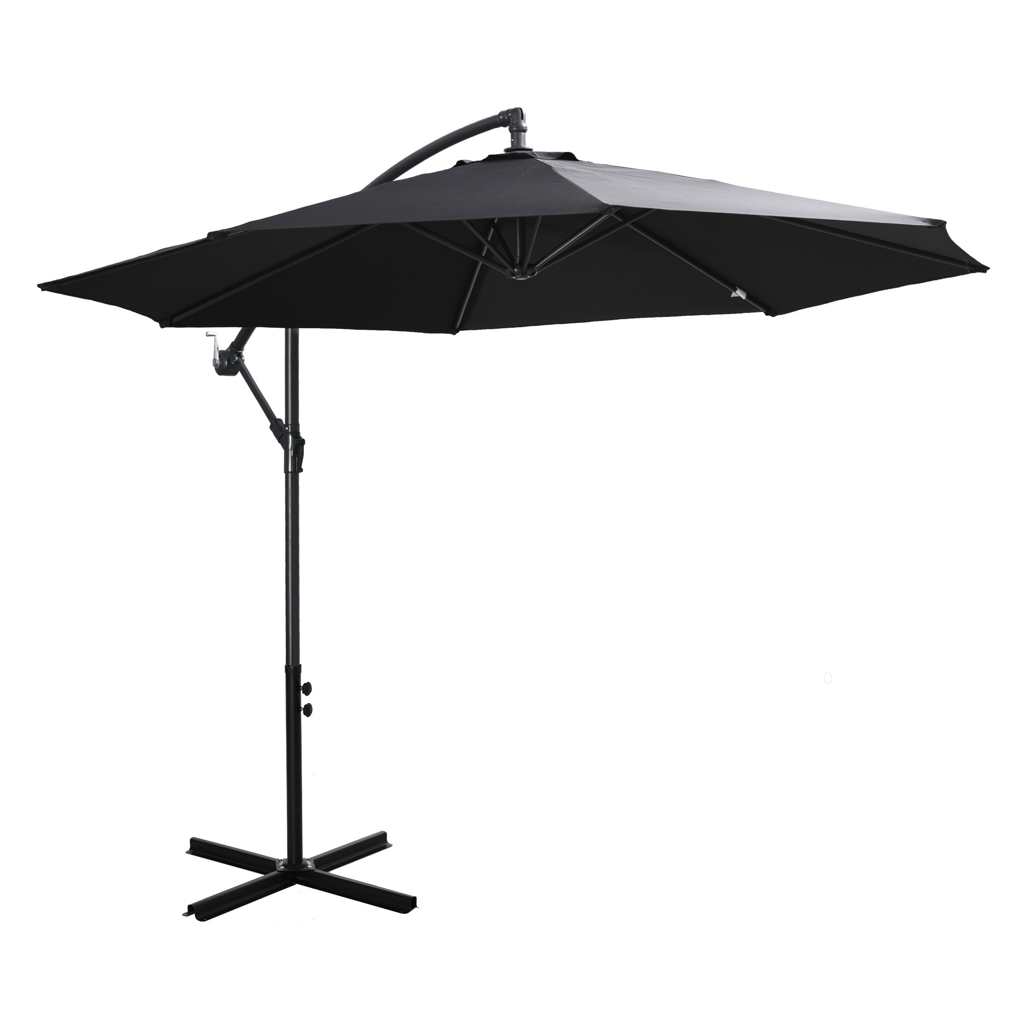 Sunny Afneembare parasol zweefparasol zwengelparasol met handkruk, zwart