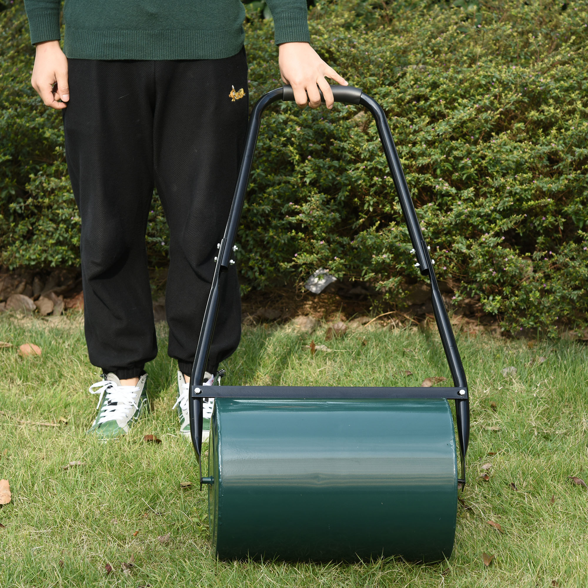 Sunny Tuinwals - Grasrol - 40cm werkbreedte - 30 Liter vulling - Metaal - Groen