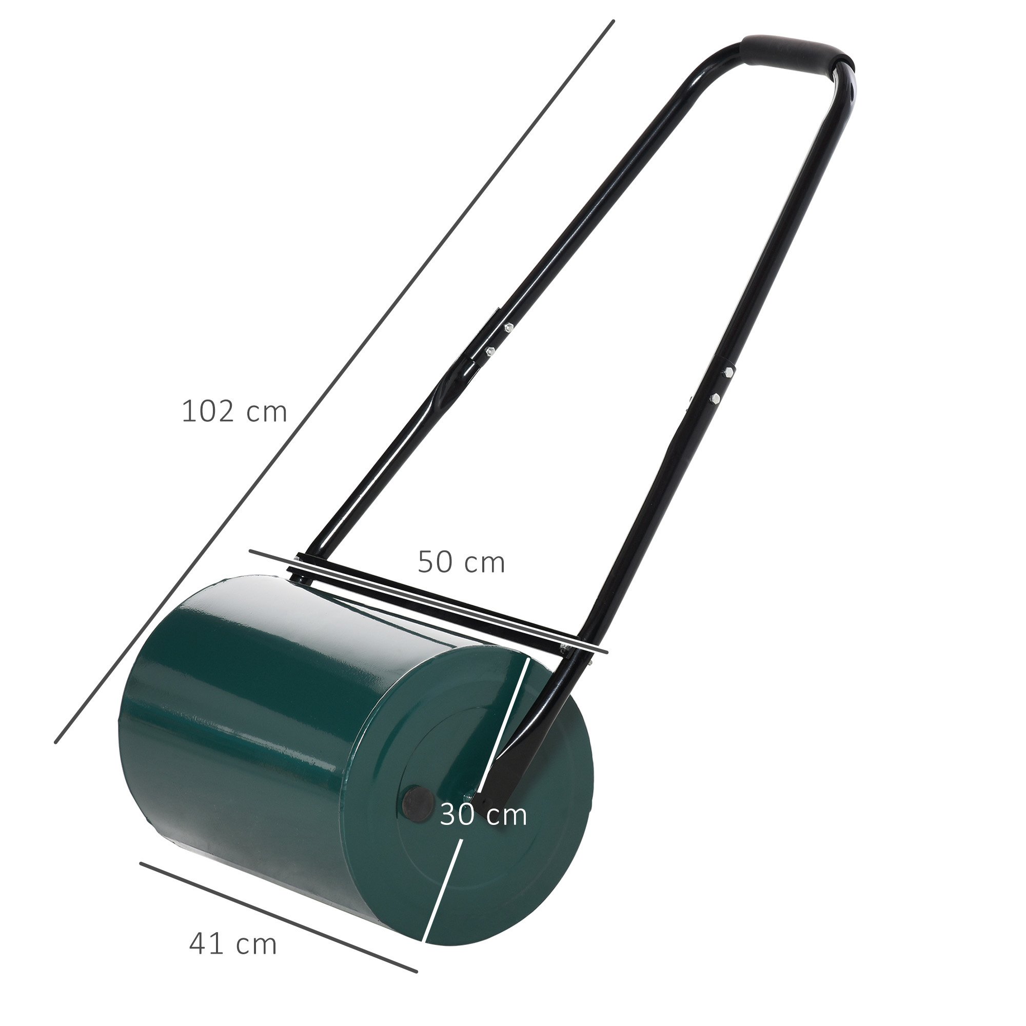 Sunny Tuinwals - Grasrol - 40cm werkbreedte - 30 Liter vulling - Metaal - Groen