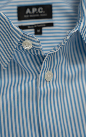 A.P.C. PARIS CHEMISE MALO SHIRT GESTREEPT BLAUW A.P.C. PARIS CHEMISE MALO SHIRT GESTREEPT BLAUW