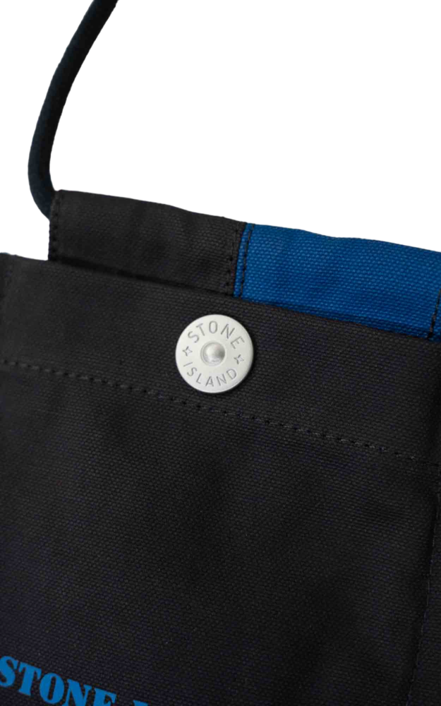 Stone Island STONE ISLAND MARINA PLATED COTTON CANVAS POUCH BAG BLAUW