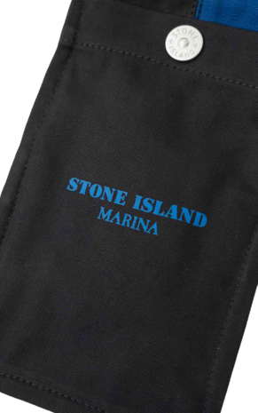 Stone Island STONE ISLAND MARINA PLATED COTTON CANVAS POUCH BAG BLAUW