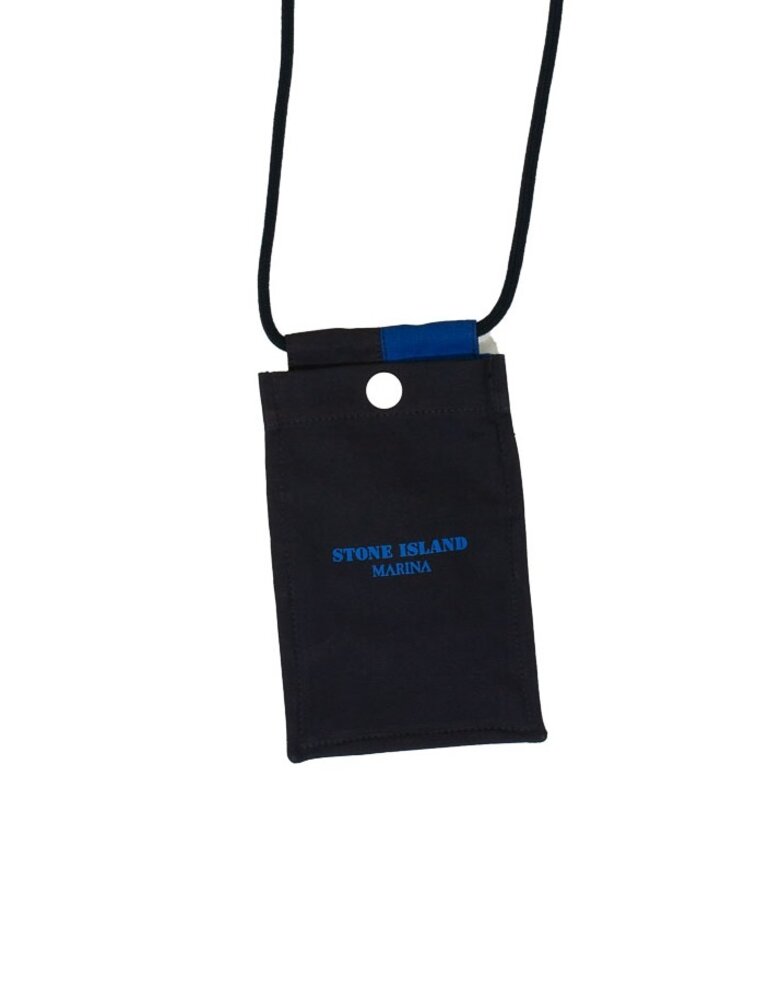 Stone Island STONE ISLAND MARINA PLATED COTTON CANVAS POUCH BAG BLAUW