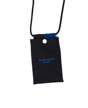 Stone Island STONE ISLAND MARINA PLATED COTTON CANVAS POUCH BAG BLAUW