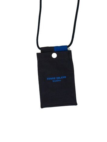 Stone Island STONE ISLAND MARINA PLATED COTTON CANVAS POUCH BAG BLAUW