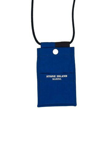 Stone Island STONE ISLAND MARINA PLATED COTTON CANVAS POUCH BAG BLAUW
