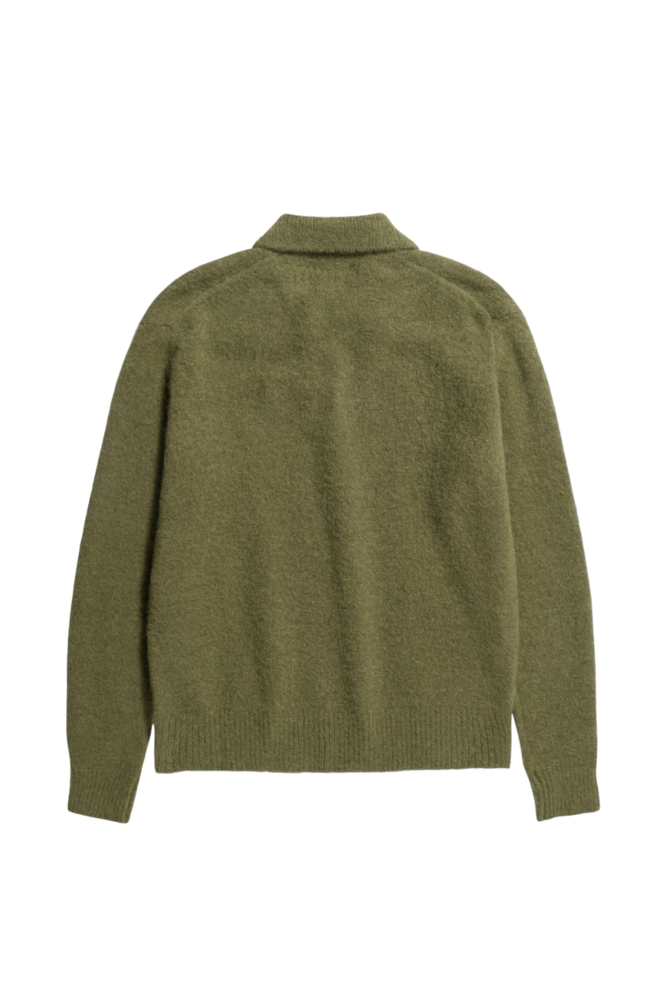 Norse Projects NORSE PROJECTS RASMUS RELAXED BRUSHED POLO PULLOVER GROEN