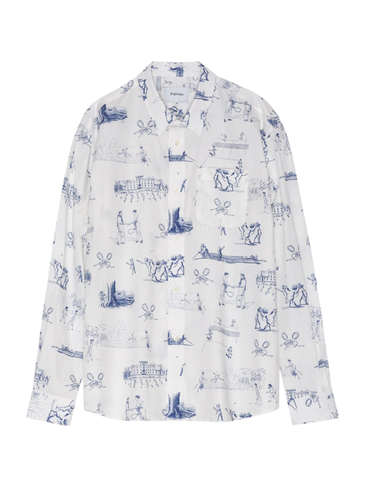 PALMES TENNIS SOCIETY PRINTED POPLIN SHIRT WIT PALMES TENNIS SOCIETY PRINTED POPLIN SHIRT WIT