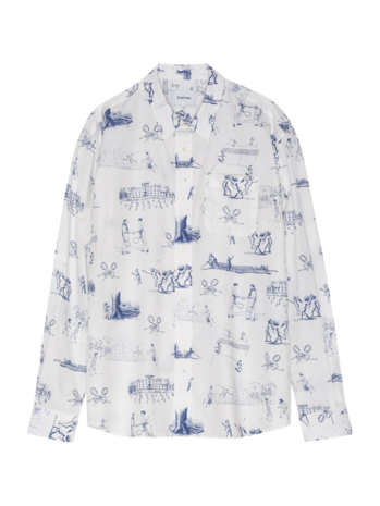 PALMES TENNIS SOCIETY PRINTED POPLIN SHIRT WIT PALMES TENNIS SOCIETY PRINTED POPLIN SHIRT WIT