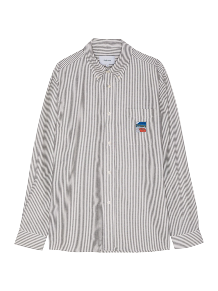 Palmes PALMES TENNIS SOCIETY DEUCE OXFORD SHIRT WIT GRIJS