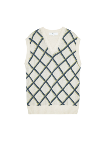PALMES TENNIS SOCIETY ARGYLE KNITTED SPENCER OFF-WHITE PALMES TENNIS SOCIETY ARGYLE KNITTED SPENCER OFF-WHITE