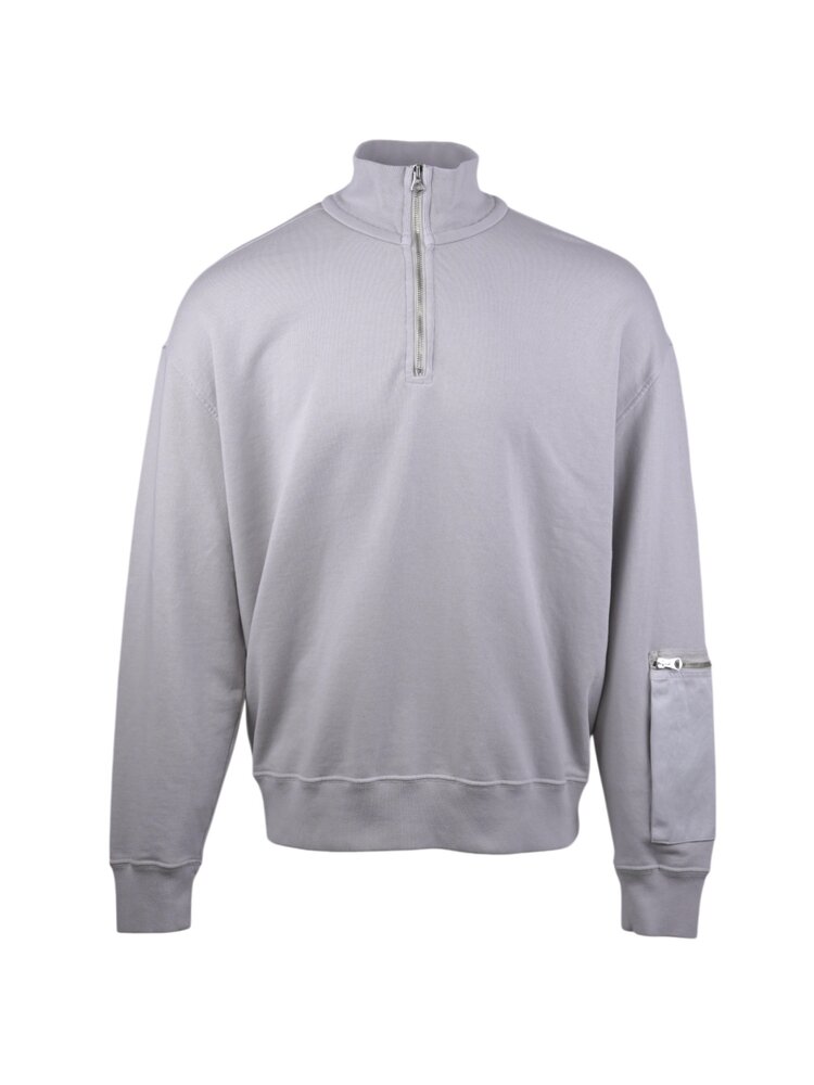 TEN C FELPA POLO SWEATER GRIJS TEN C FELPA POLO SWEATER GRIJS