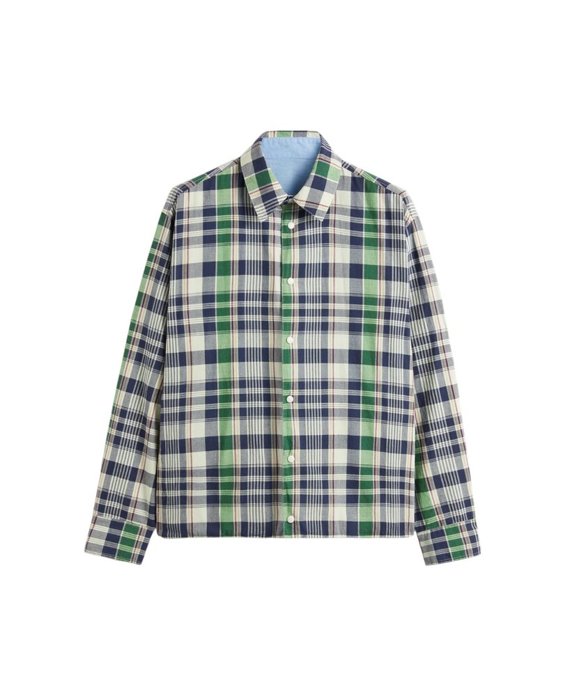 Aspesi ASPESI REVERSIBLE MADRAS COTTON AND CHAMBRAY OVERSHIRT MULTICOLOUR