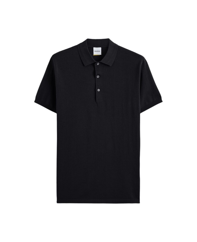 ASPESI COTTON POLO SHIRT ZWART ASPESI COTTON POLO SHIRT ZWART