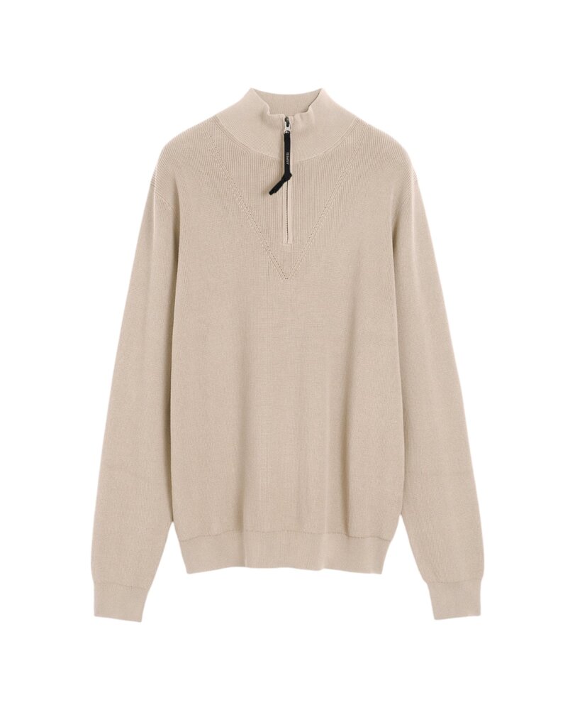 ASPESI COTTON JUMPER WITH STAND-UP COLLAR SAND