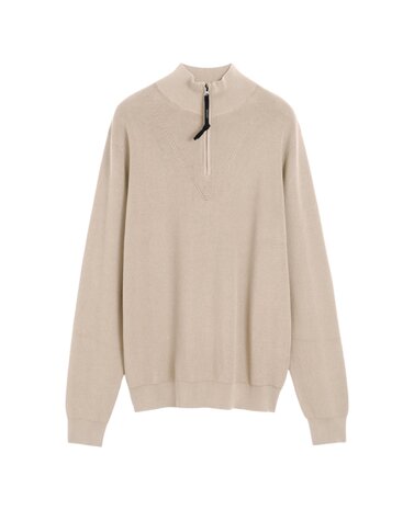 ASPESI COTTON JUMPER WITH STAND-UP COLLAR SAND