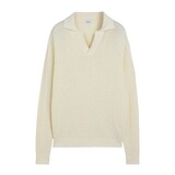 ASPESI COTTON AND HEMP BLEND YARN POLO PULLOVER OFF-WHITE