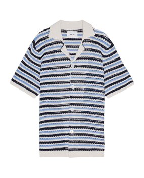 NN.07 HENRY KNITTED SHORTSLEEVE SHIRT BLAUW NN.07 HENRY KNITTED SHORTSLEEVE SHIRT BLAUW