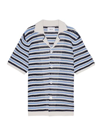 NN07 NN.07 HENRY KNITTED SHORTSLEEVE SHIRT BLAUW