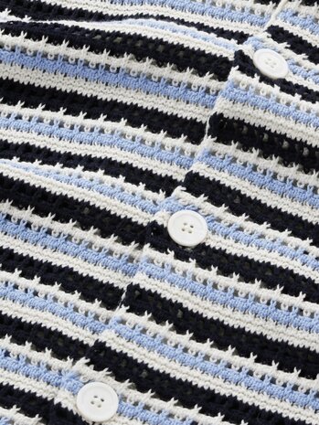 NN07 NN.07 HENRY KNITTED SHORTSLEEVE SHIRT BLAUW