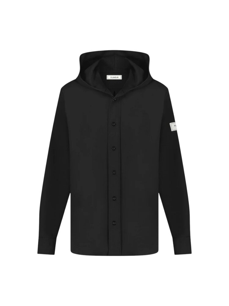 FLÂNEUR HOODED ATELIER SHIRT ZWART FLÂNEUR HOODED ATELIER SHIRT ZWART