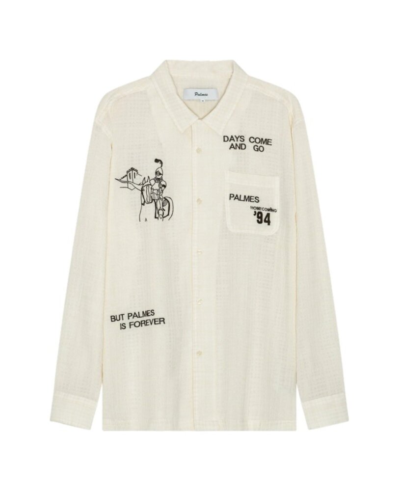 PALMES TENNIS SOCIETY FOREVER SHIRT GEBROKEN WIT PALMES TENNIS SOCIETY FOREVER SHIRT GEBROKEN WIT