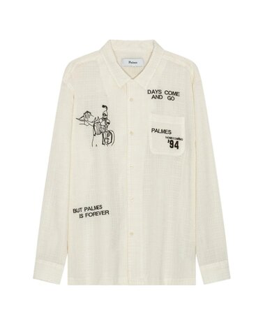 PALMES TENNIS SOCIETY FOREVER SHIRT GEBROKEN WIT PALMES TENNIS SOCIETY FOREVER SHIRT GEBROKEN WIT