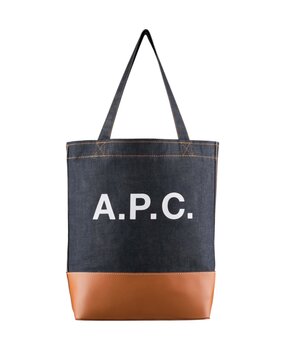 A.P.C. A.P.C. PARIS AXEL TOTE BAG INDIGO/CARAMEL