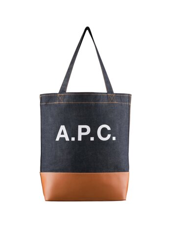 A.P.C. A.P.C. PARIS AXEL TOTE BAG INDIGO/CARAMEL