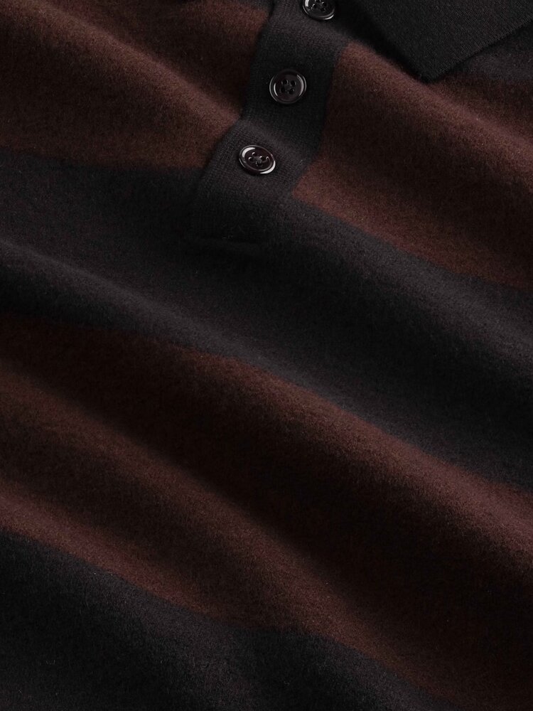 NN.07 RUGBY POLO PULLOVER BLACK/WINE RED