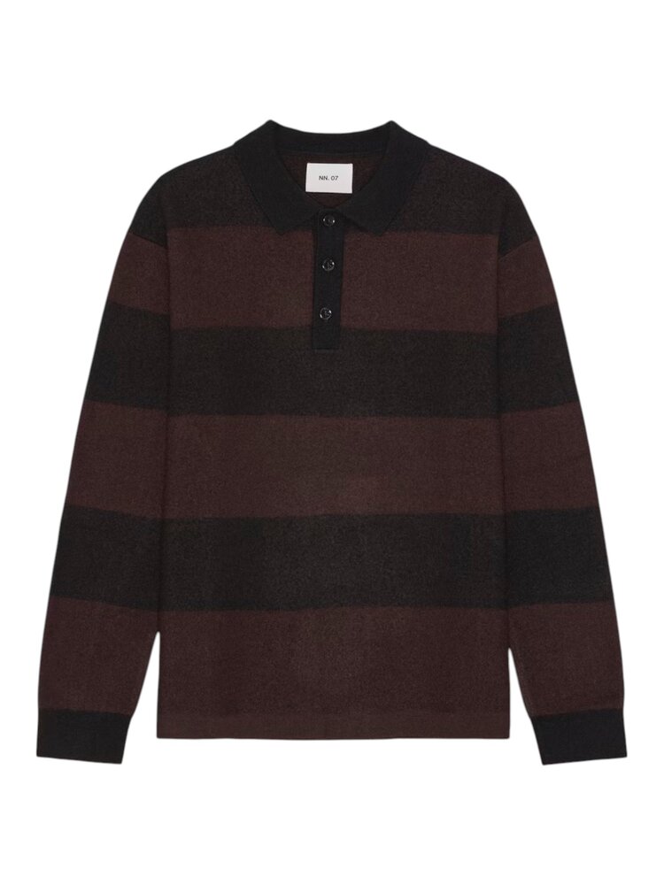 NN.07 RUGBY POLO PULLOVER BLACK/WINE RED