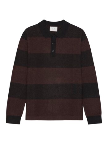 NN.07 RUGBY POLO PULLOVER BLACK/WINE RED